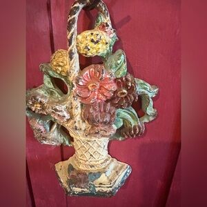 Vintage Floral Cast Iron Doorstop
